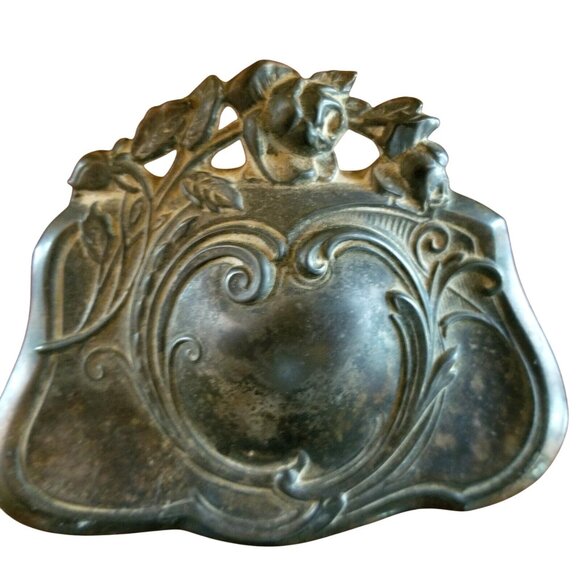 1900s Vintage Antique Jewelry Casket  Art Nouveau Footed Trinket Box 395 Lined - Picture 3 of 9